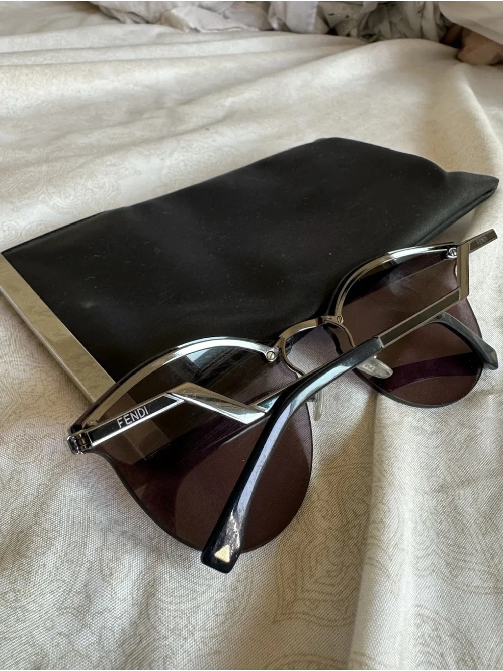 Fendi Mirrored Rimless Cat Eye Sunglasses